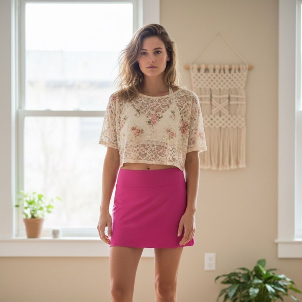 Free People Dancing Queen Rose Pink Mini Skirt Size Medium NWT